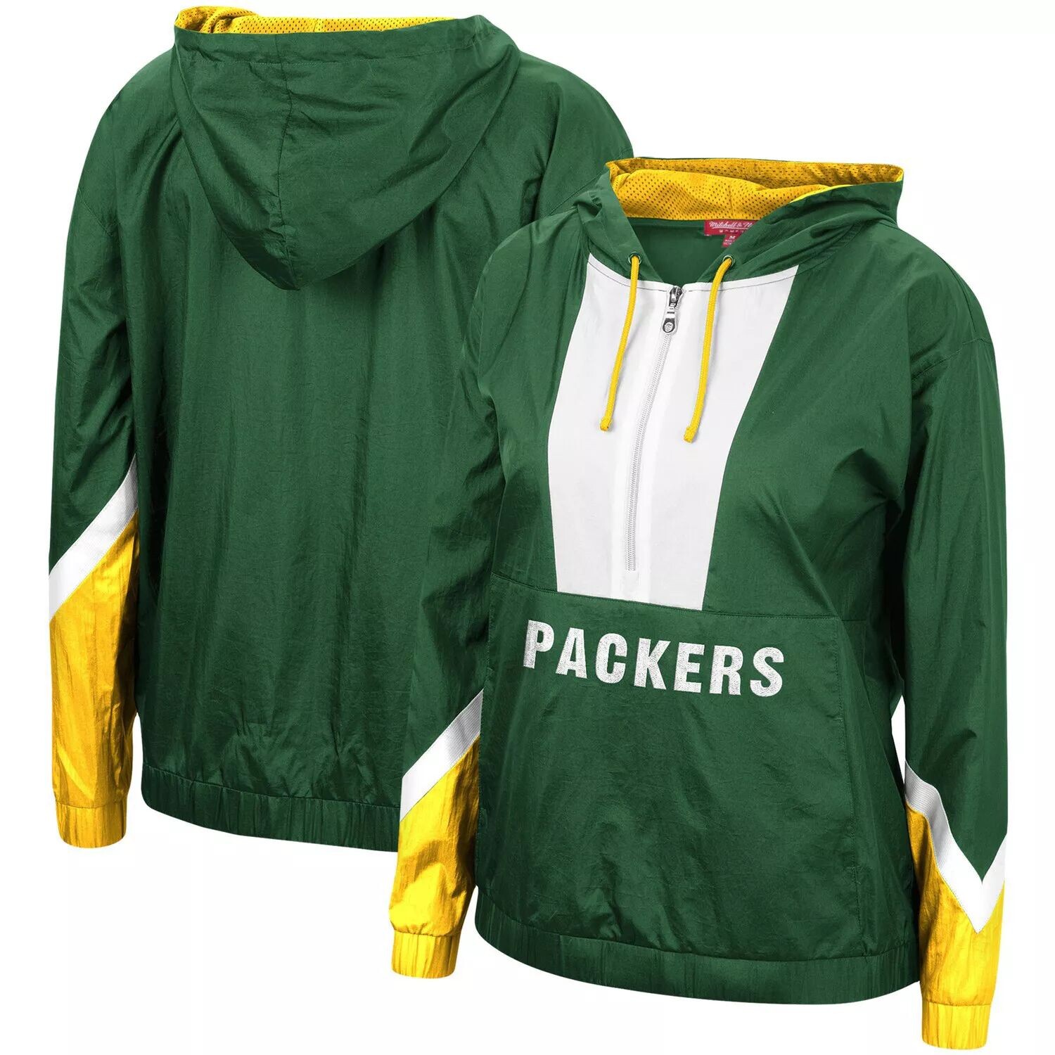 

Женская ветровка с капюшоном на молнии Mitchell & Ness Green Green Bay Packers