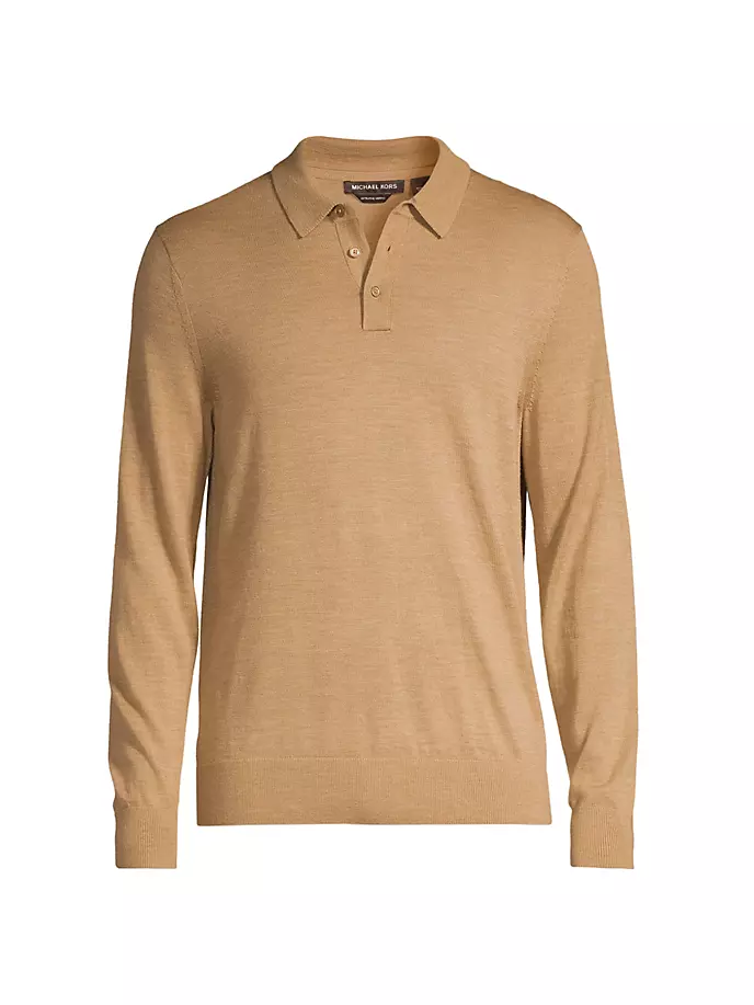 

Шерстяная рубашка-поло с длинными рукавами Michael Kors, цвет dark camel melange