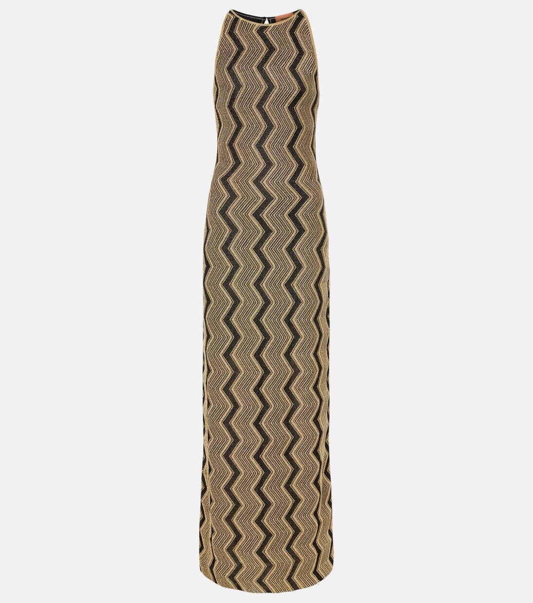 

Длинное платье из ламе с узором «зигзаг» Missoni, цвет black and gold
