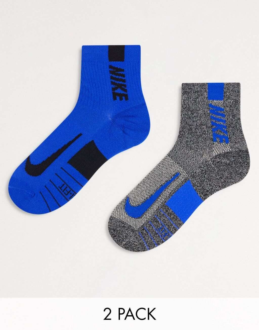 

Набор из двух серых и синих носков до щиколотки Nike Running Multiplier