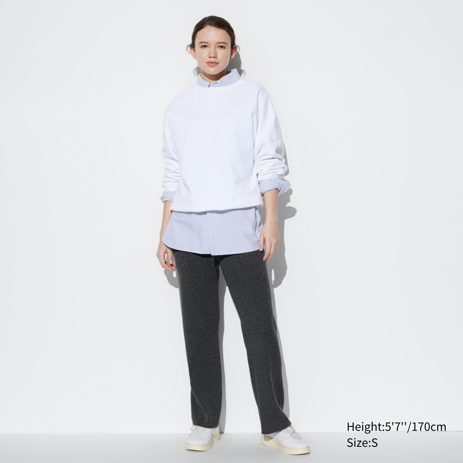 

Трикотажные брюки в ребрику UNIQLO, темно-серый