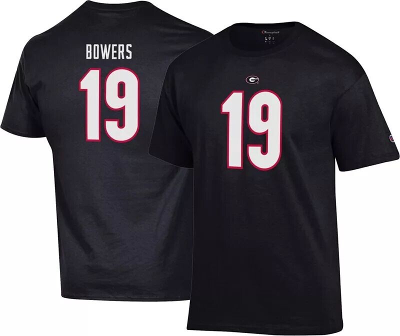 

Мужская черная футболка Champion Georgia Bulldogs Brock Bowers #19