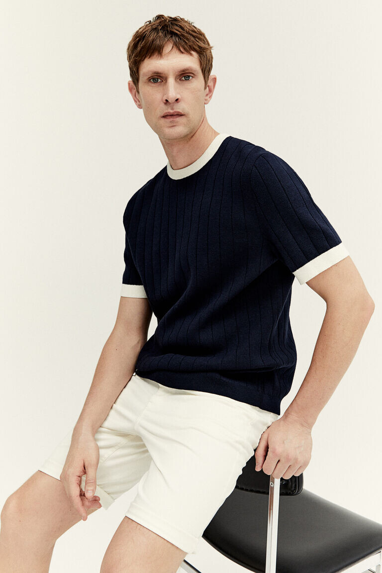 

Шорты slim fit из хлопкового твила H&M, бежевый