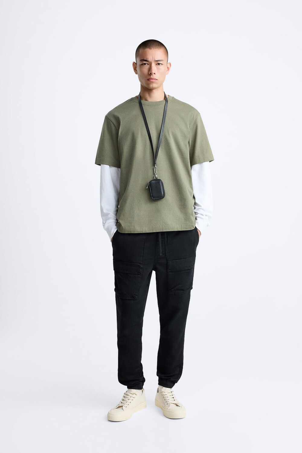 

Брюки soft cargo ZARA, черный