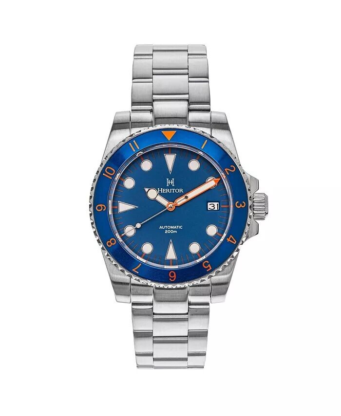 

Мужские часы Luciano из нержавеющей стали - темно-синие, 41 мм Heritor Automatic, серебро