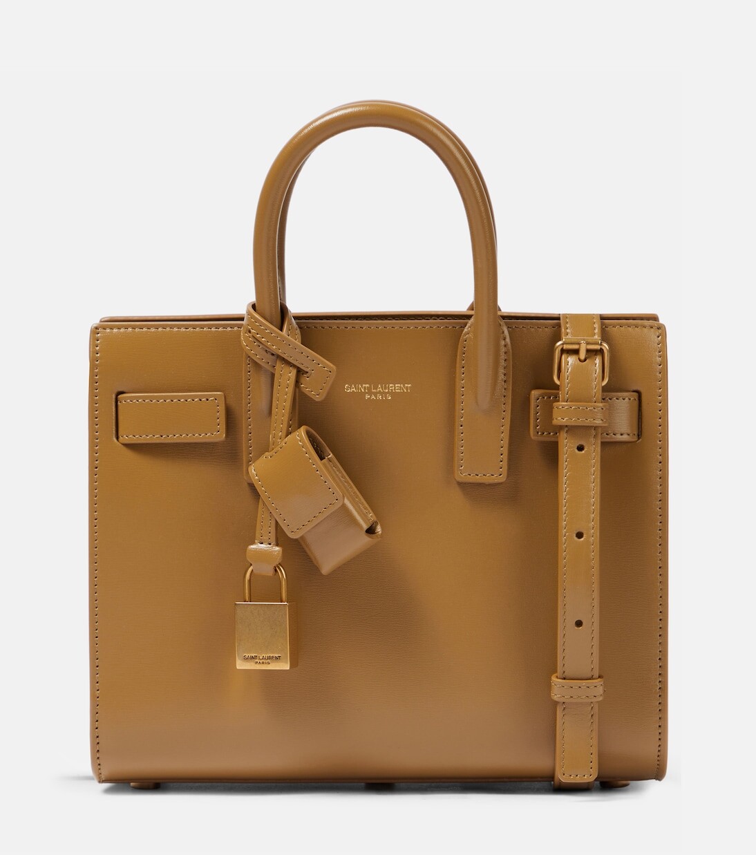 

Сумка-тоут sac de jour из нанокожи Saint Laurent, бежевый