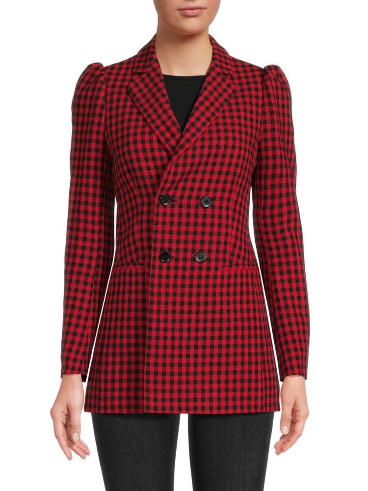 

Двубортный пиджак в клетку Redvalentino, цвет Red Kiss