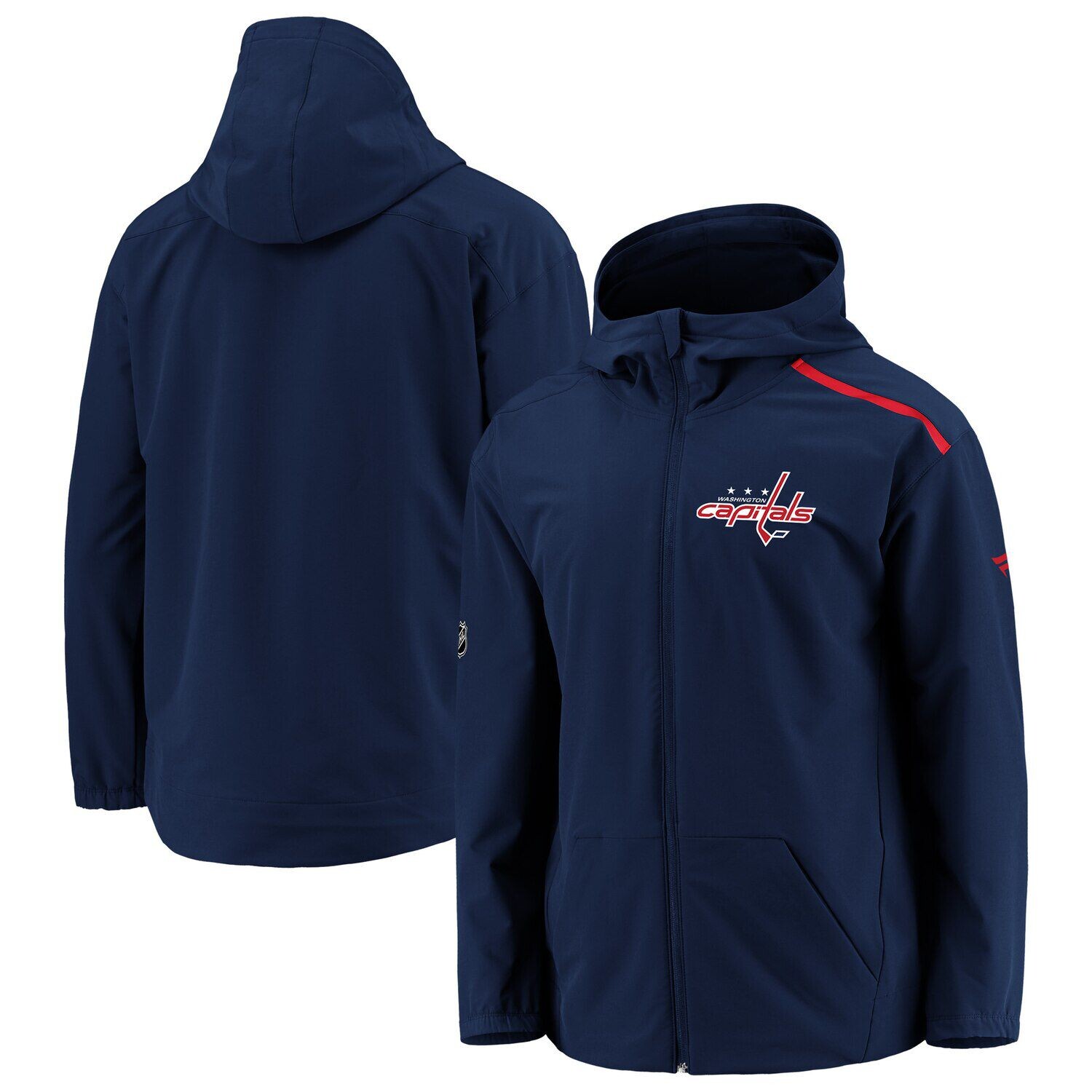 

Женская толстовка с молнией во всю длину и темно-синим логотипом Fanatics Washington Capitals Rinkside Fanatics