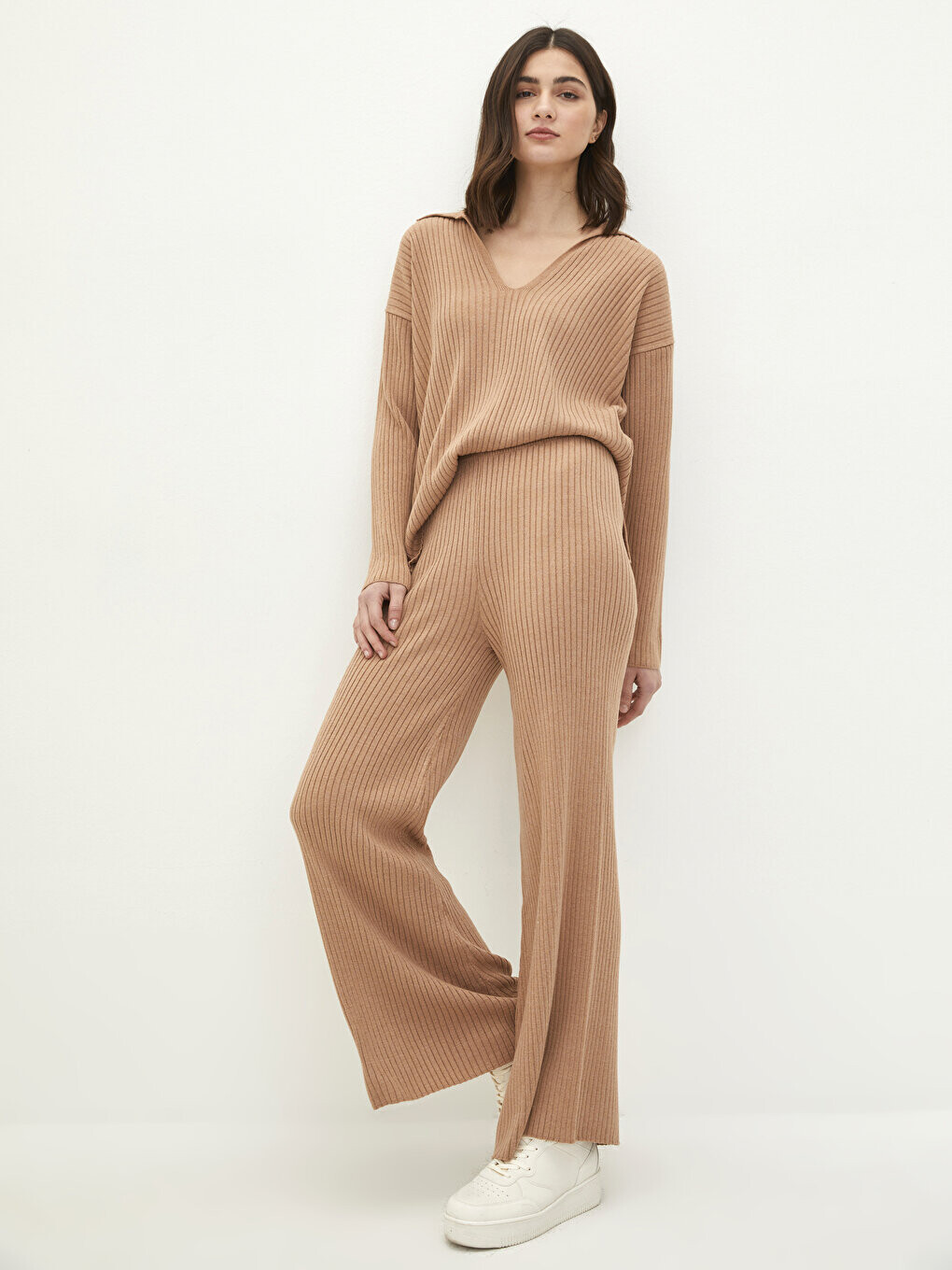 

Однотонные женские трикотажные брюки с эластичной резинкой на талии LCW Casual