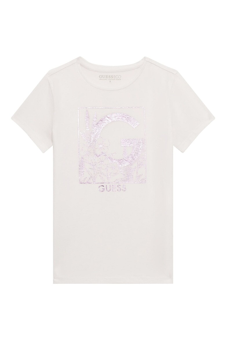 

Хлопковая футболка с логотипом и фигурным рисунком Guess, белый