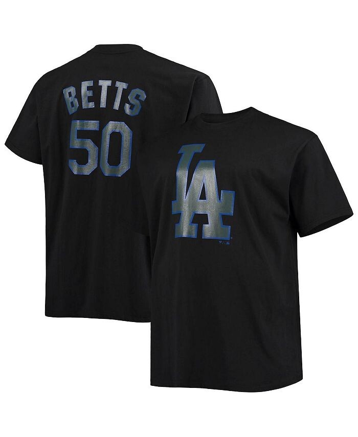 

Мужская черная фирменная футболка Mookie Betts Los Angeles Dodgers Big and Tall с надписью «Имя и номер» Fanatics, черный