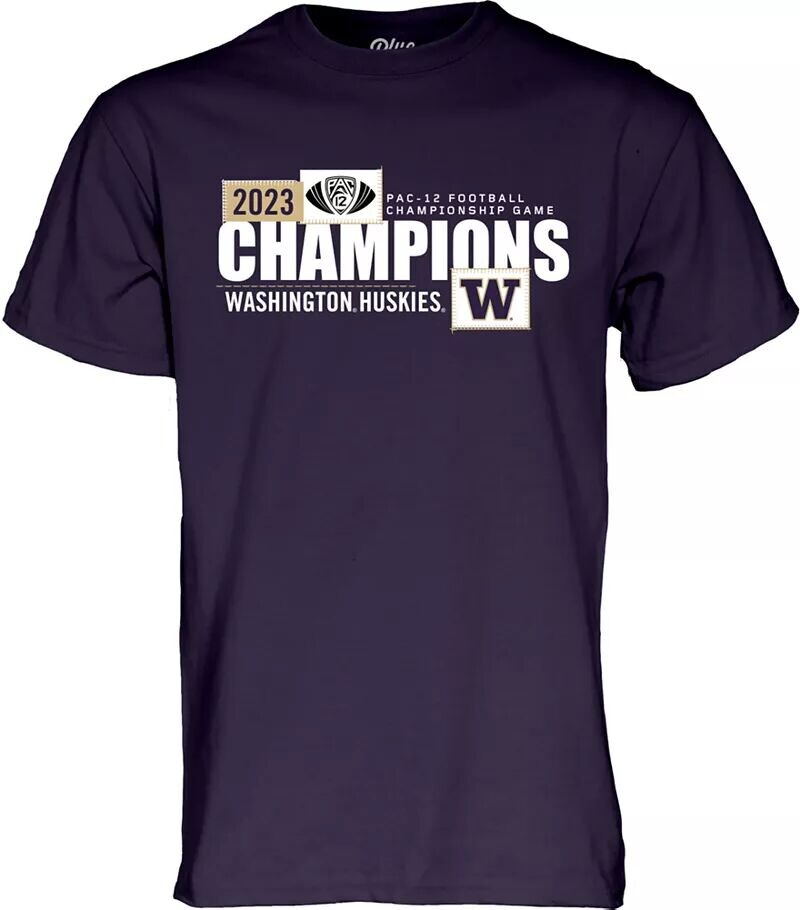 

Blue 84 Футболка для взрослых Washington Huskies PAC-12 Champions 2023 PAC-12