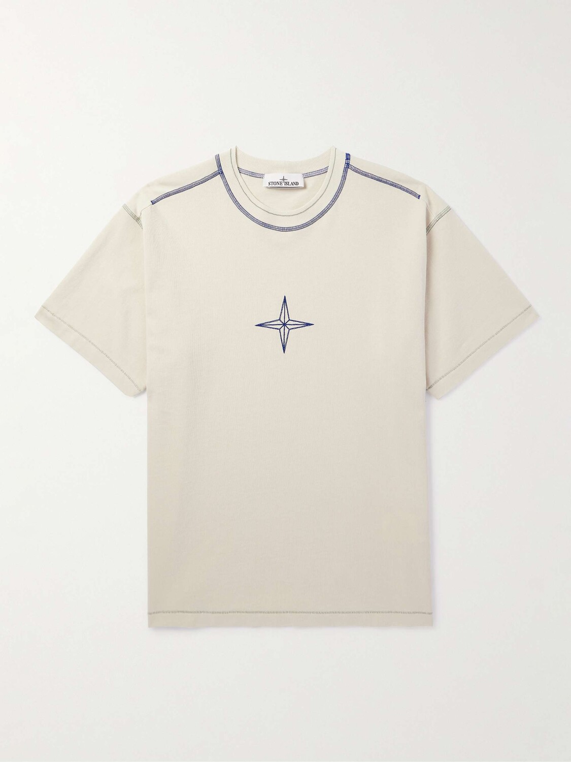 

Футболка из хлопкового джерси с вышитым логотипом STONE ISLAND, белый