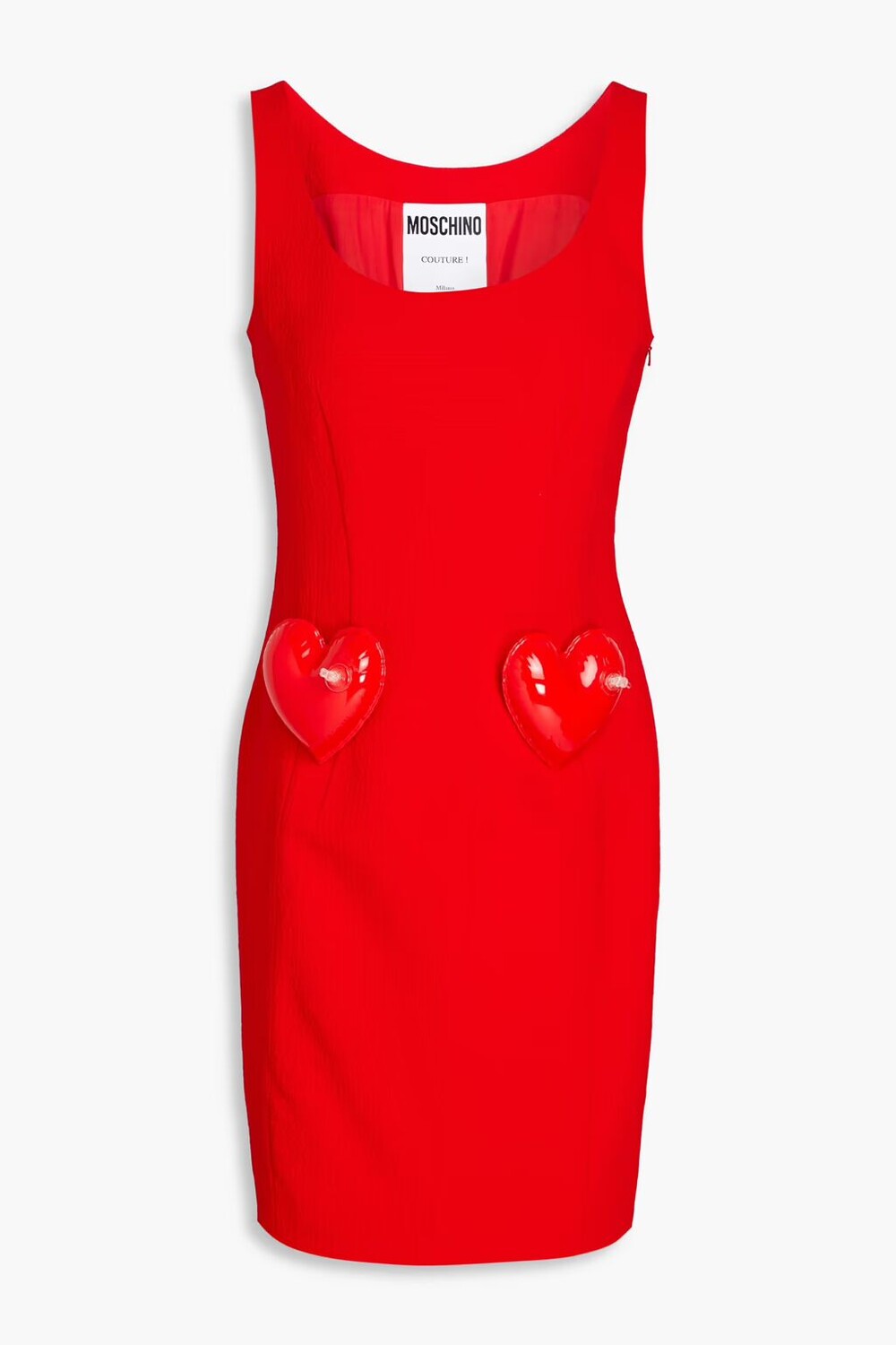 

Платье мини из крепа с аппликацией Moschino, красный