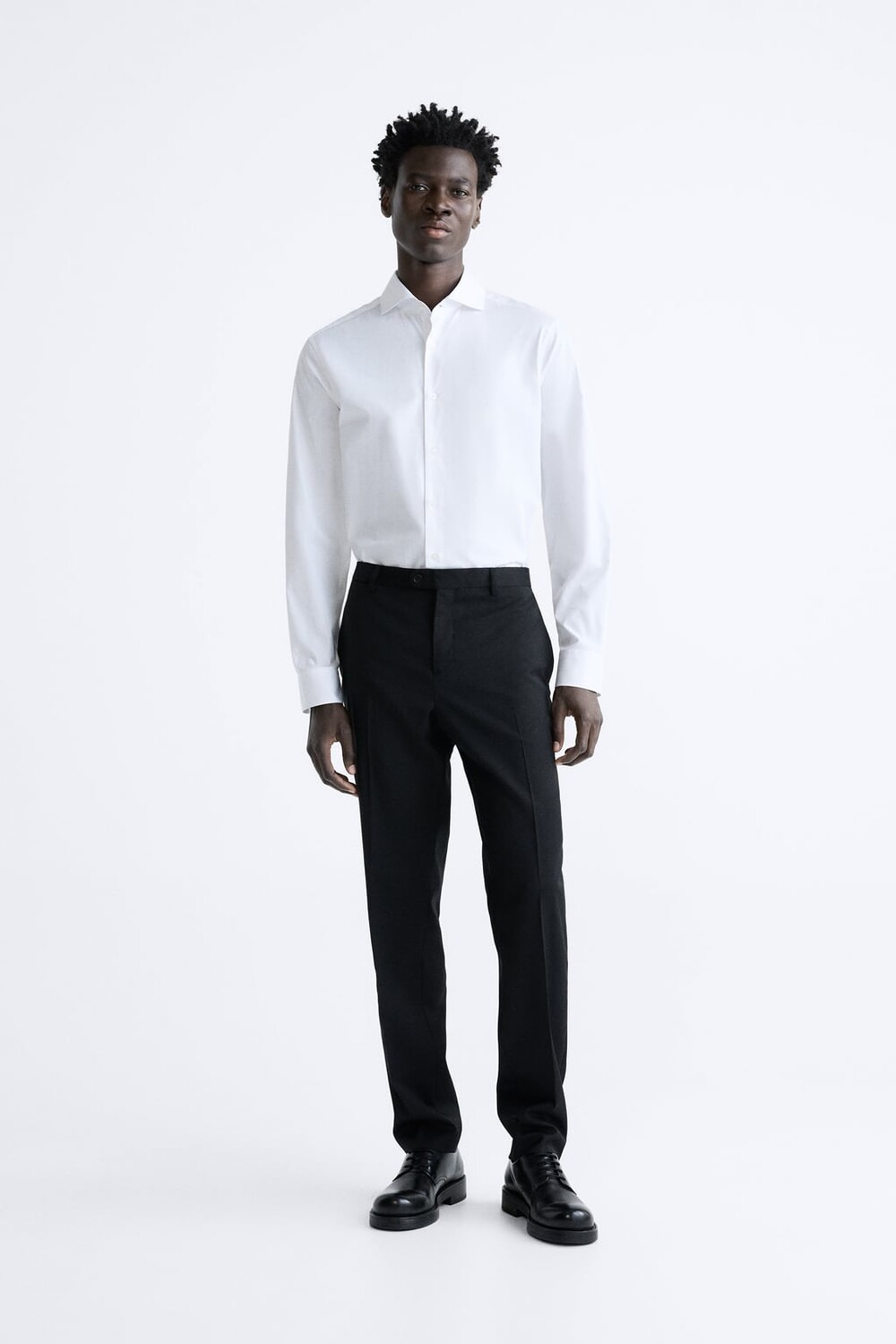 

Рубашка из текстурированной саржи ZARA, белый