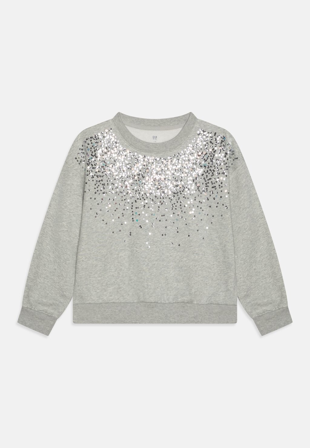

Толстовка Sequin Cascade Crew Girls GAP, цвет light heather grey