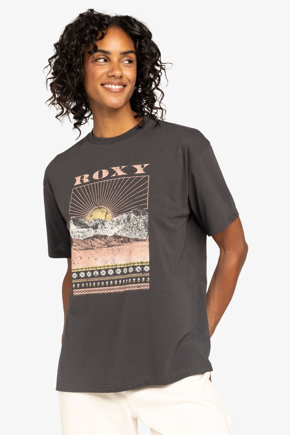 

Футболка с принтом «мечтатели» Roxy, серый