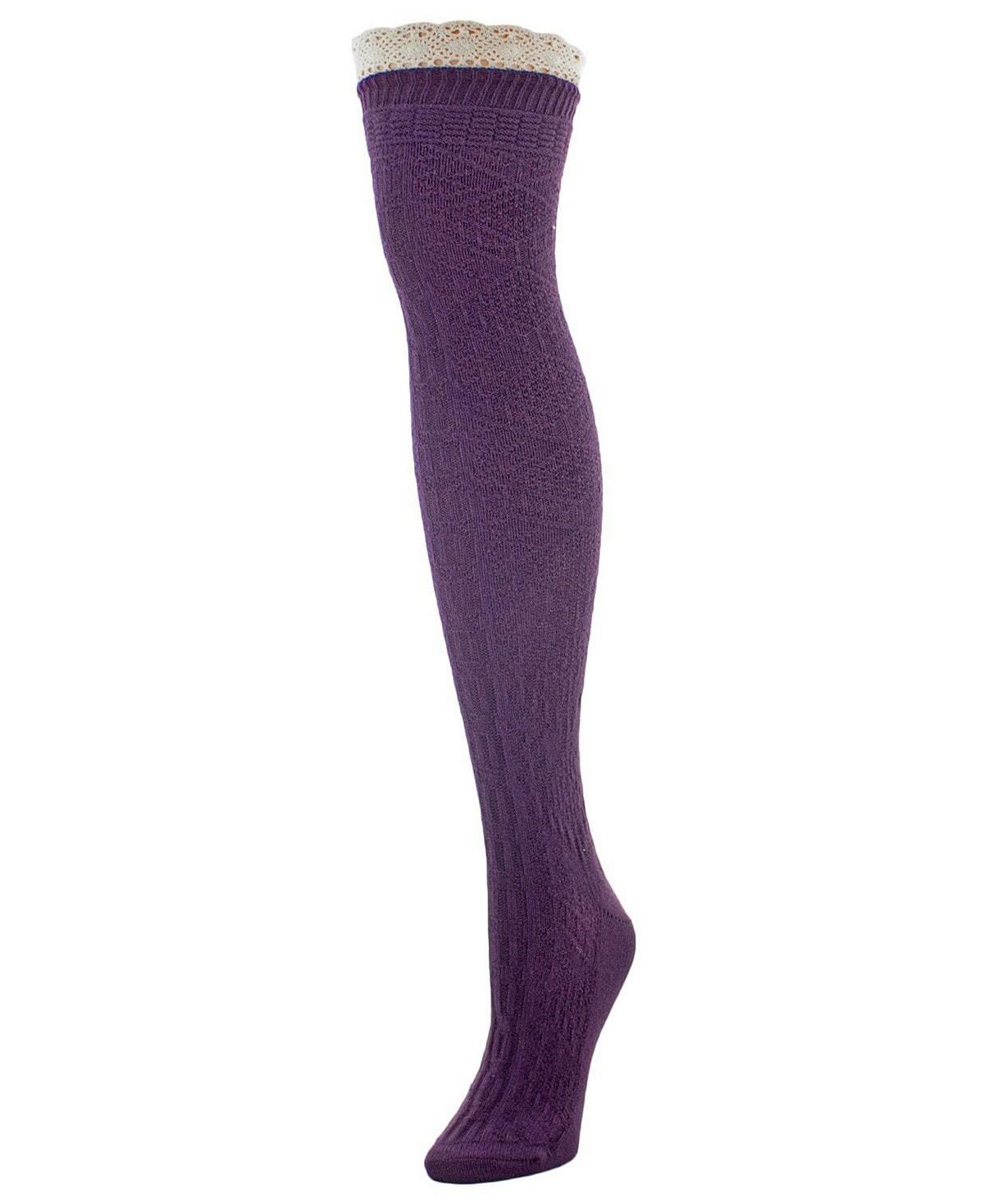 Женские носки выше колена крючком с ромбами MeMoi зимние ботинки balful zigzag цвет purple pennant