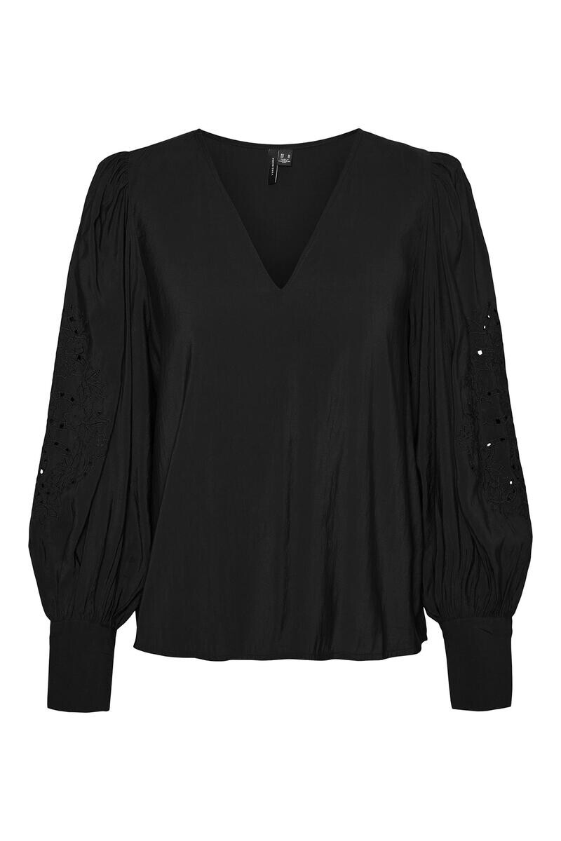 

Рубашка с длинным рукавом с ажуром Vero Moda, черный