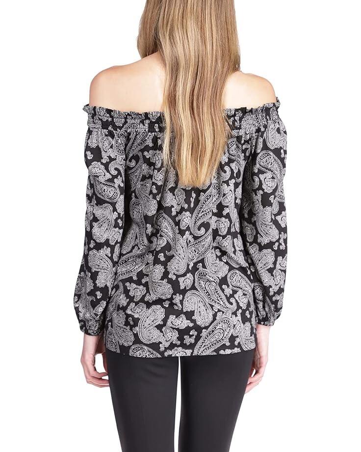 цена Топ Michael Kors Paisley Print Off Shoulder Top, цвет Bone