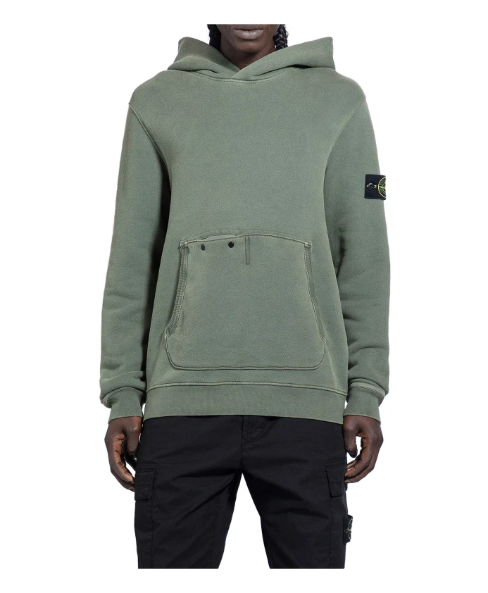 

Толстовка из хлопкового джерси с карманом кенгуру Stone Island, зеленый