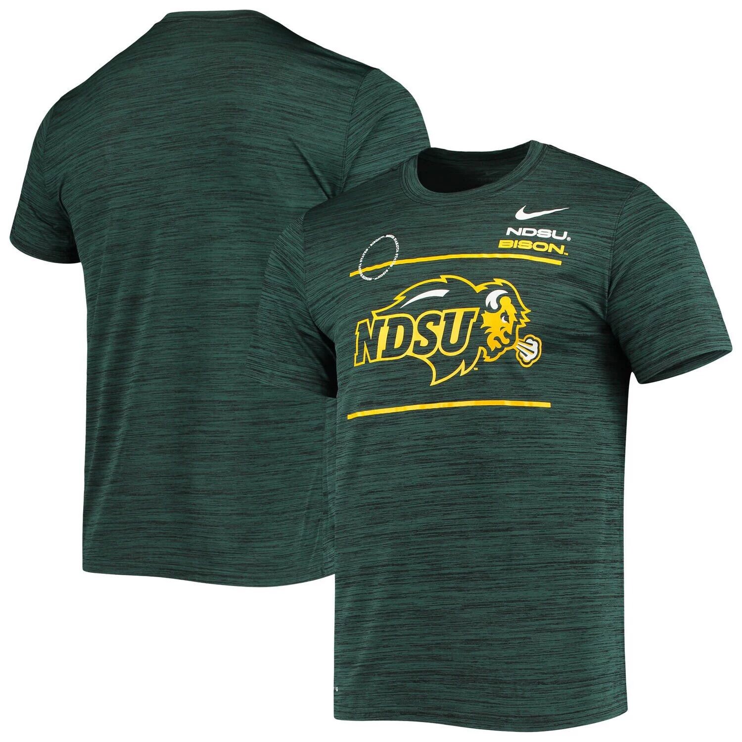 

Мужская зеленая футболка Nike Heathered NDSU Bison 2021 Sideline Velocity Performance, Зеленый