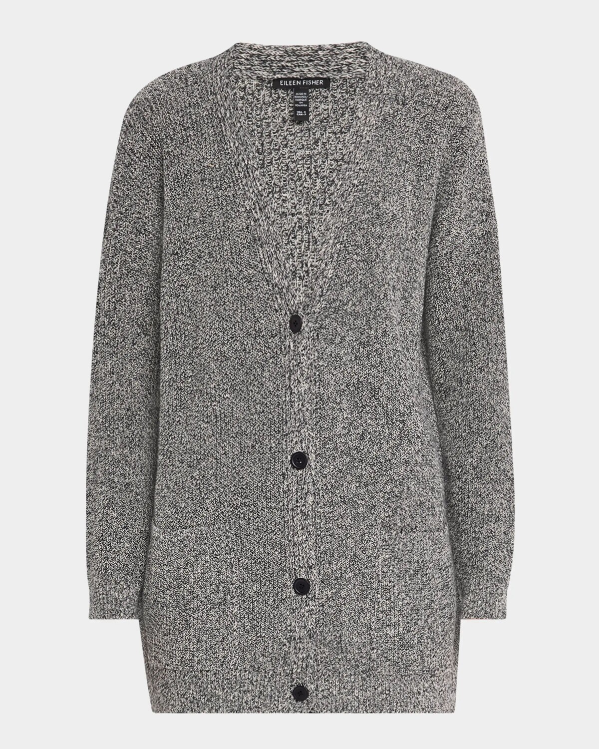 

Двухцветный вязаный кардиган из переработанного хлопка Eileen Fisher, цвет Blackivory