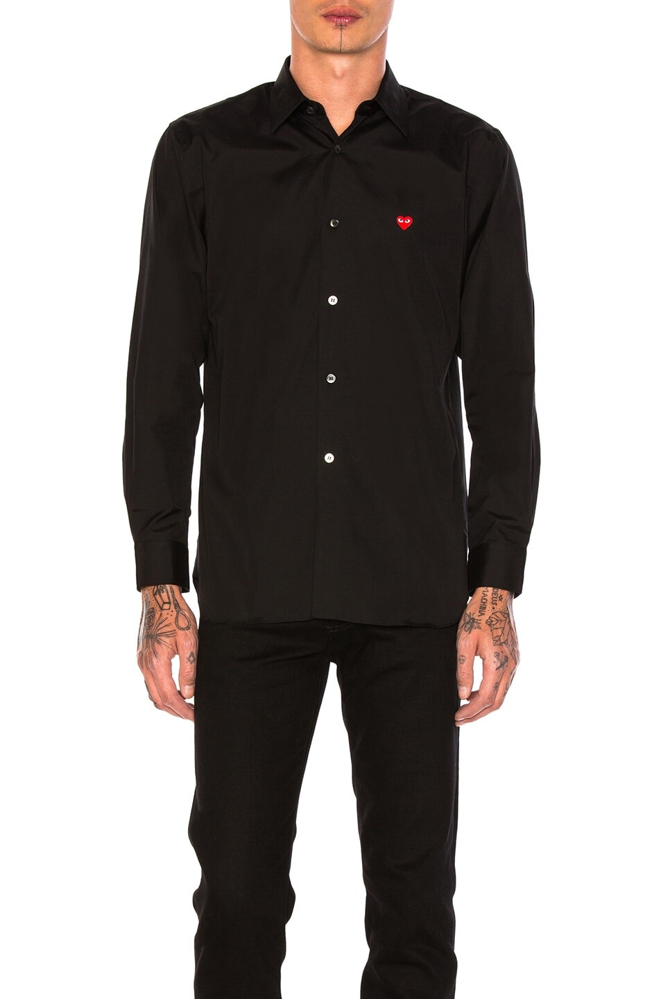 

Рубашка Comme des Garçons Small Red Emblem Cotton Button Down, черный