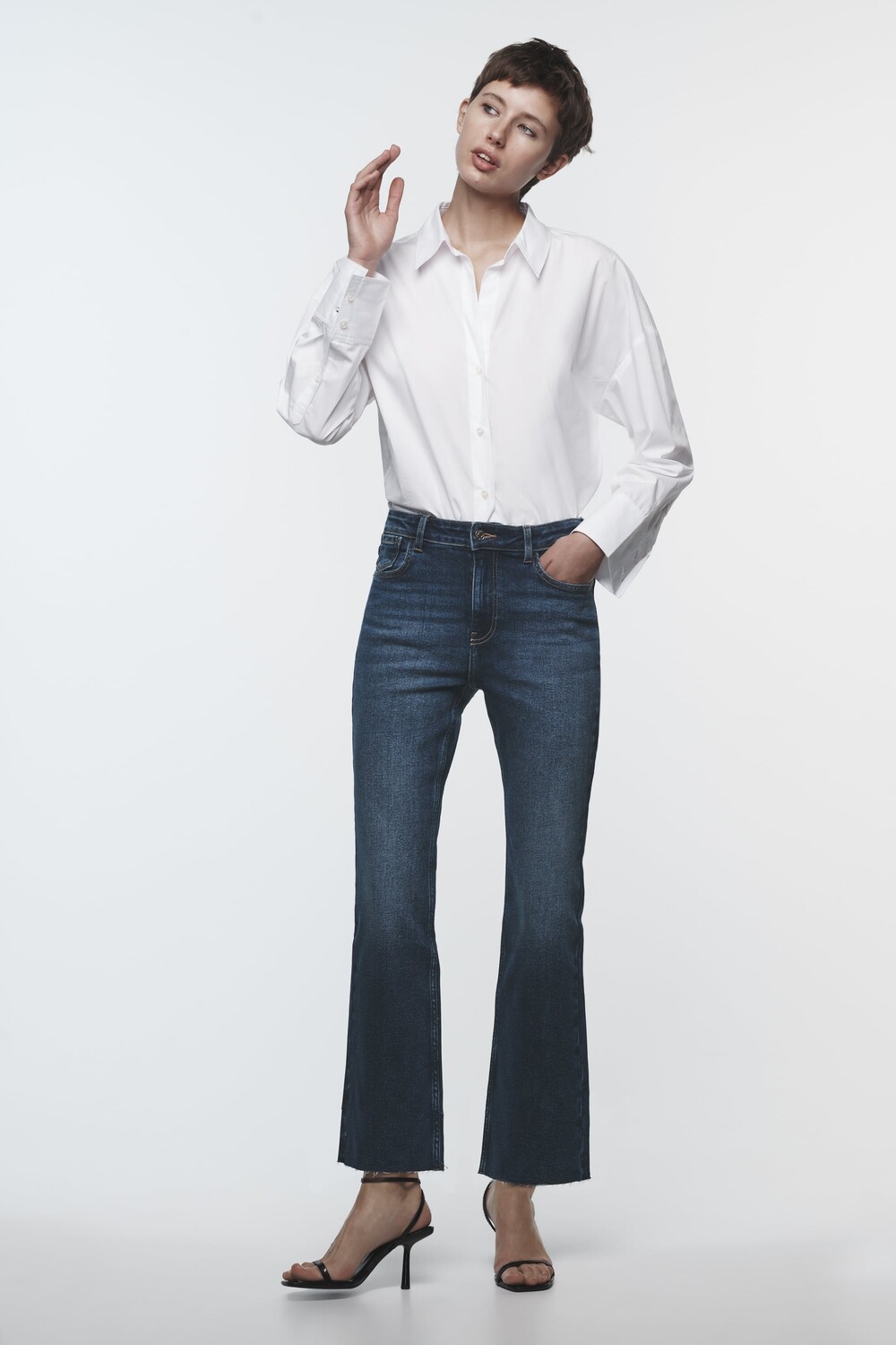 

Джинсы z1975 мини-клеш, с высокой посадкой Zara, синий