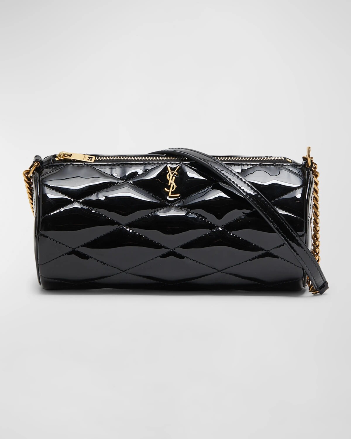 

Сумка через плечо Sade Mini YSL Tube из стеганой лакированной кожи Saint Laurent, цвет Black