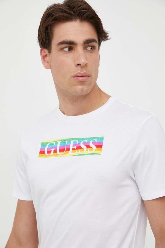 

Хлопковая футболка Guess, белый