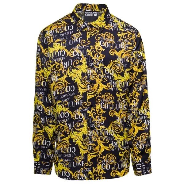 

Футболка and gold shirt with baroque and logo print a Versace Jeans Couture, черный
