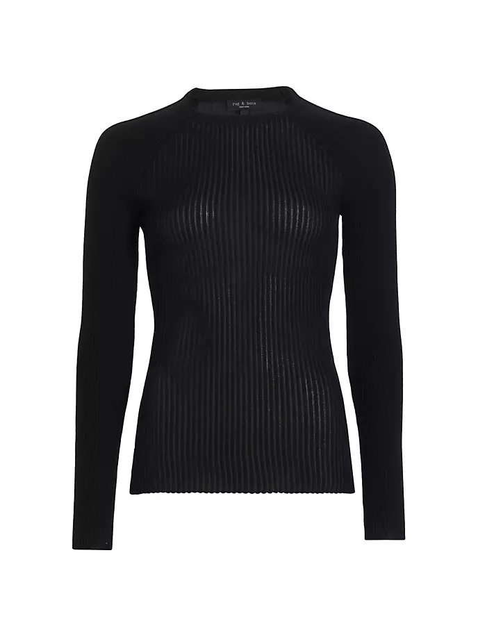 

Свитер Dorit из смесовой шерсти в рубчик с круглым вырезом Rag & Bone, черный