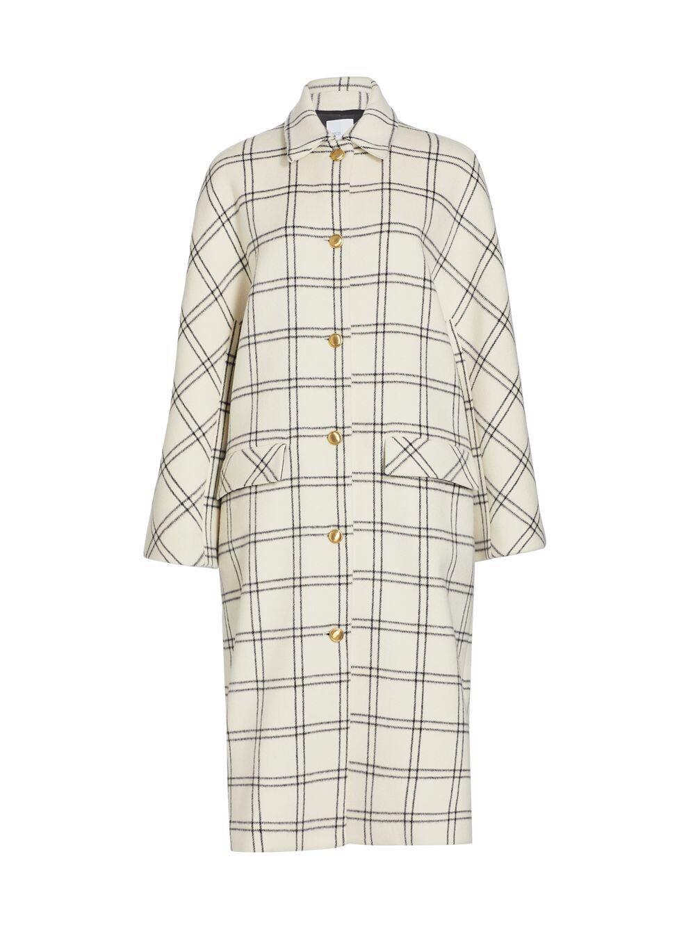 

Шерстяное пальто Cocoon в клетку Windowpane Rosetta Getty, черный