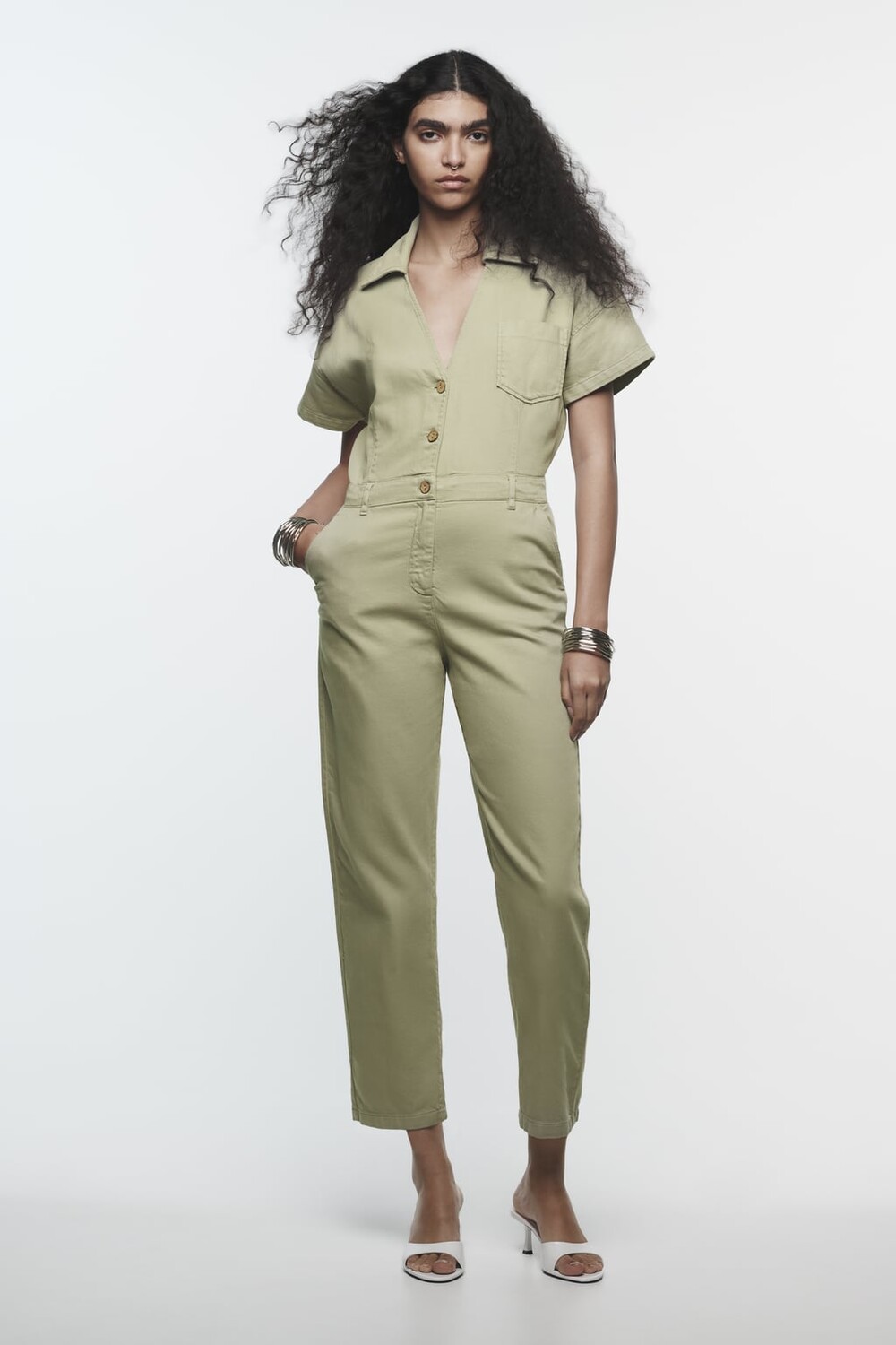 

Комбинезон с коротким рукавом ZARA, хаки