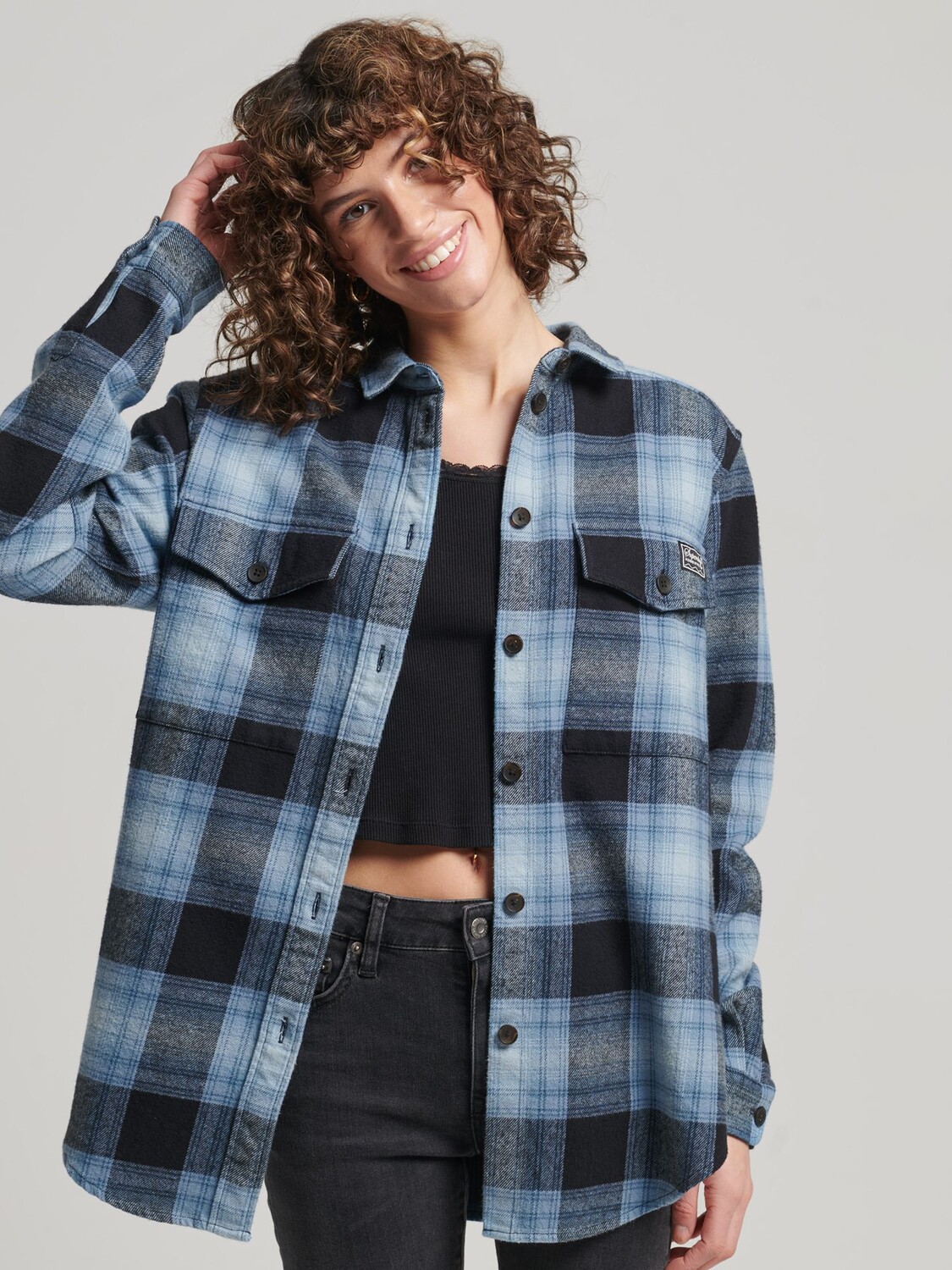 

Верхняя рубашка в клетку Superdry, рабочая одежда Blue Ombre