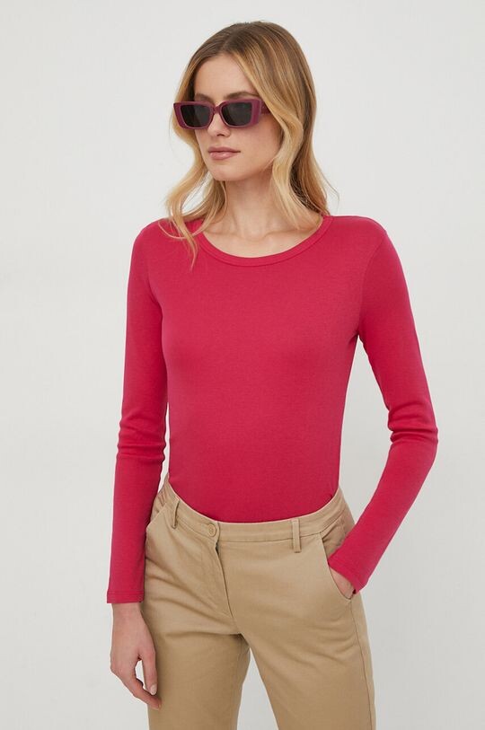

Хлопковый топ с длинными рукавами United Colors of Benetton, розовый