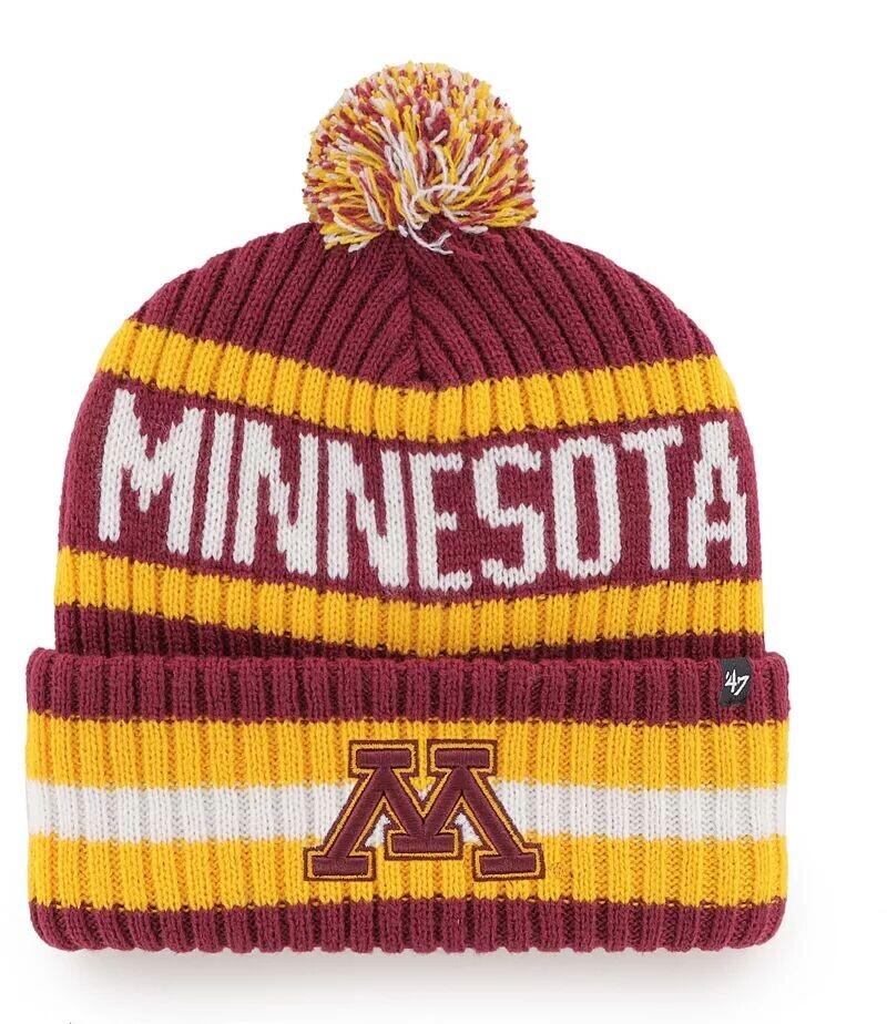 

Мужская вязаная шапка Minnesota Golden Gophers '47 темно-бордового цвета Bering