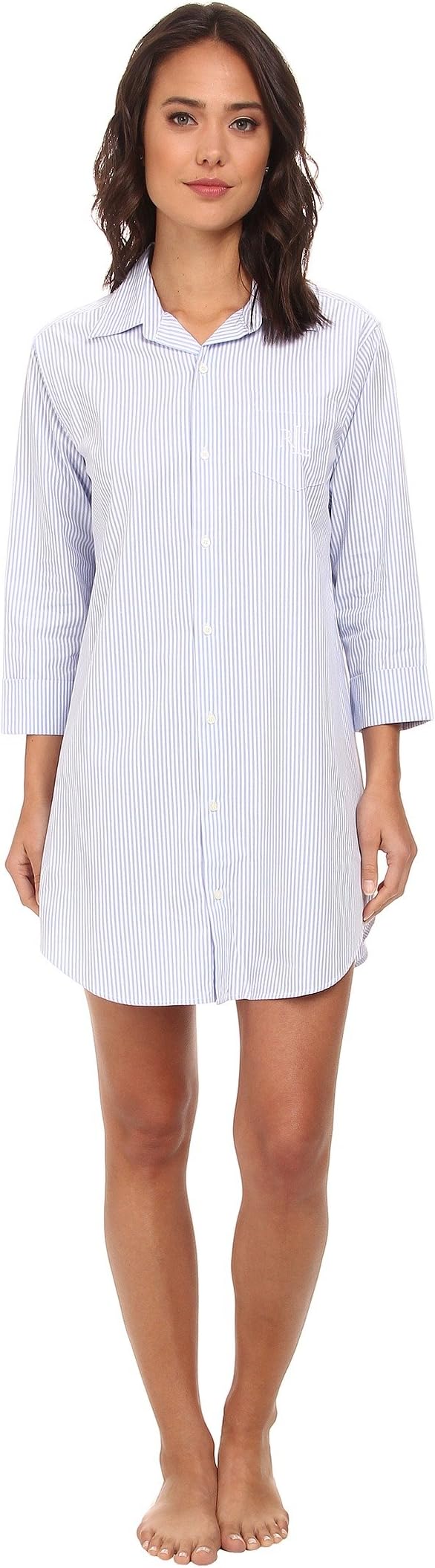цена Essentials Полосатая рубашка LAUREN Ralph Lauren, цвет Carissa Bengal Stripe French Blue/White