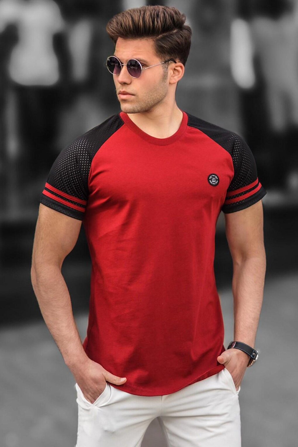 цена Бордово-красная мужская футболка 5257 MADMEXT