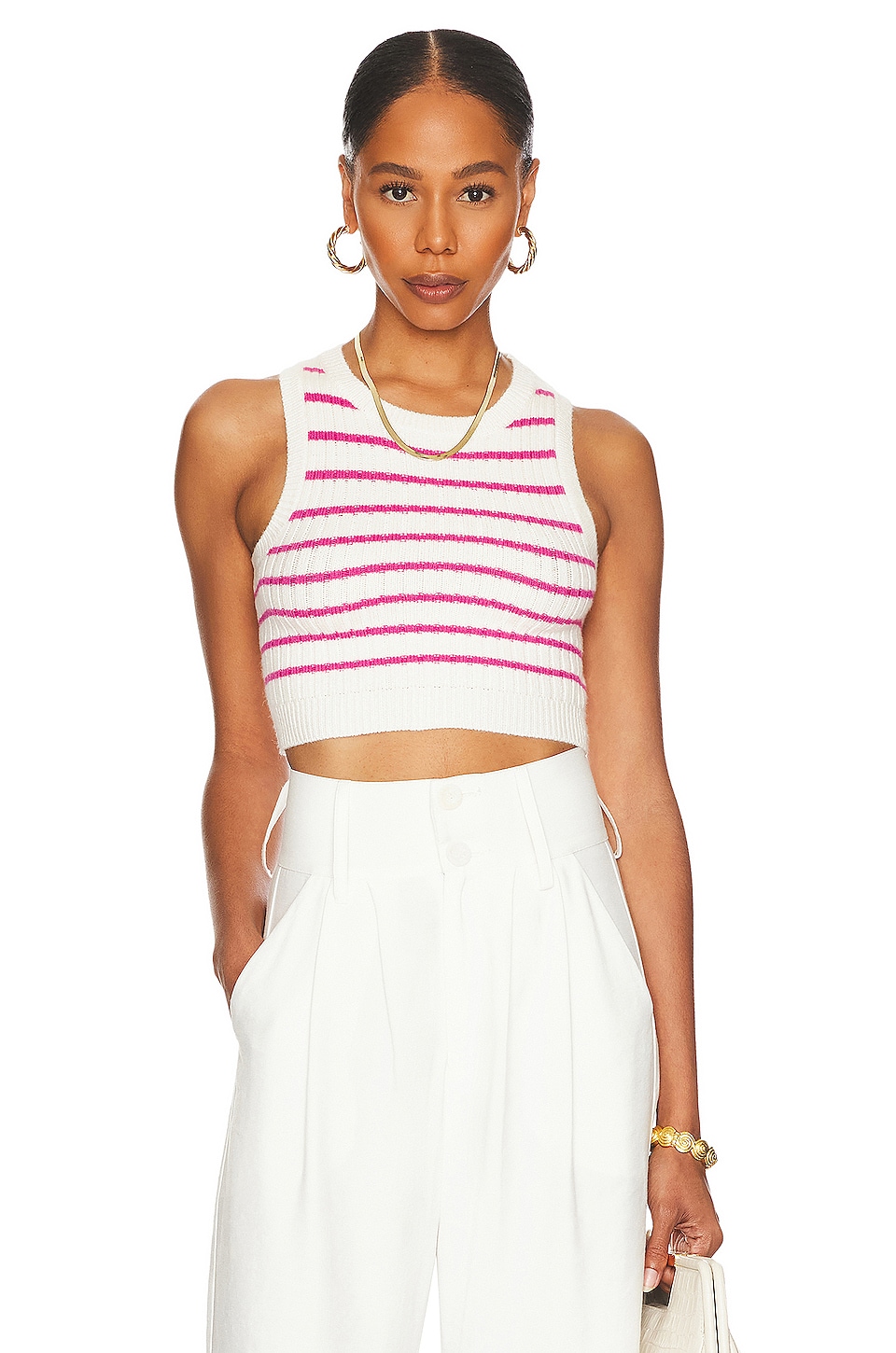 

Жилет superdown Phoebe Ultra Crop, цвет White & Pink