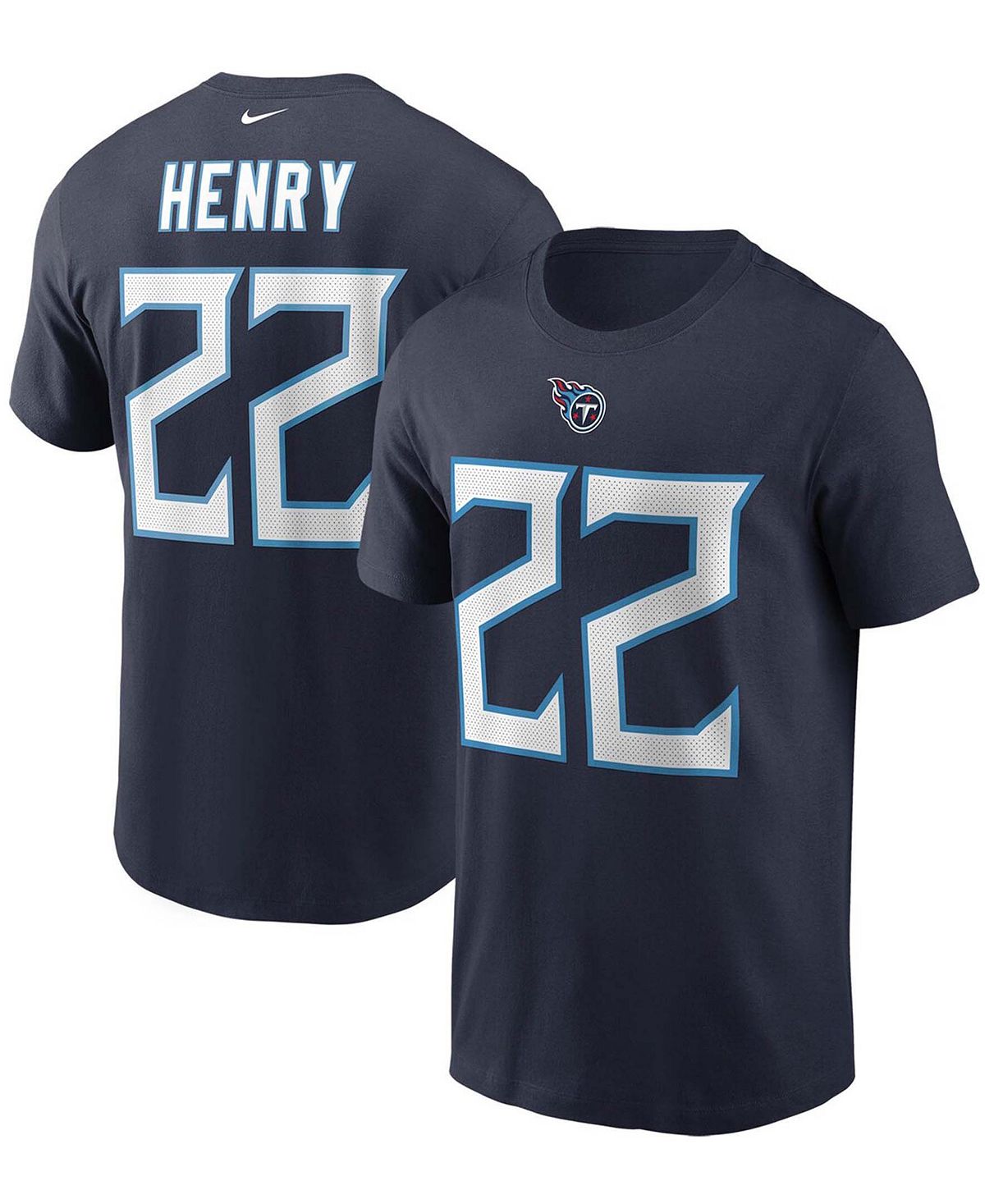 Мужская футболка Derrick Henry Navy Tennessee Titans с именем и номером Nike