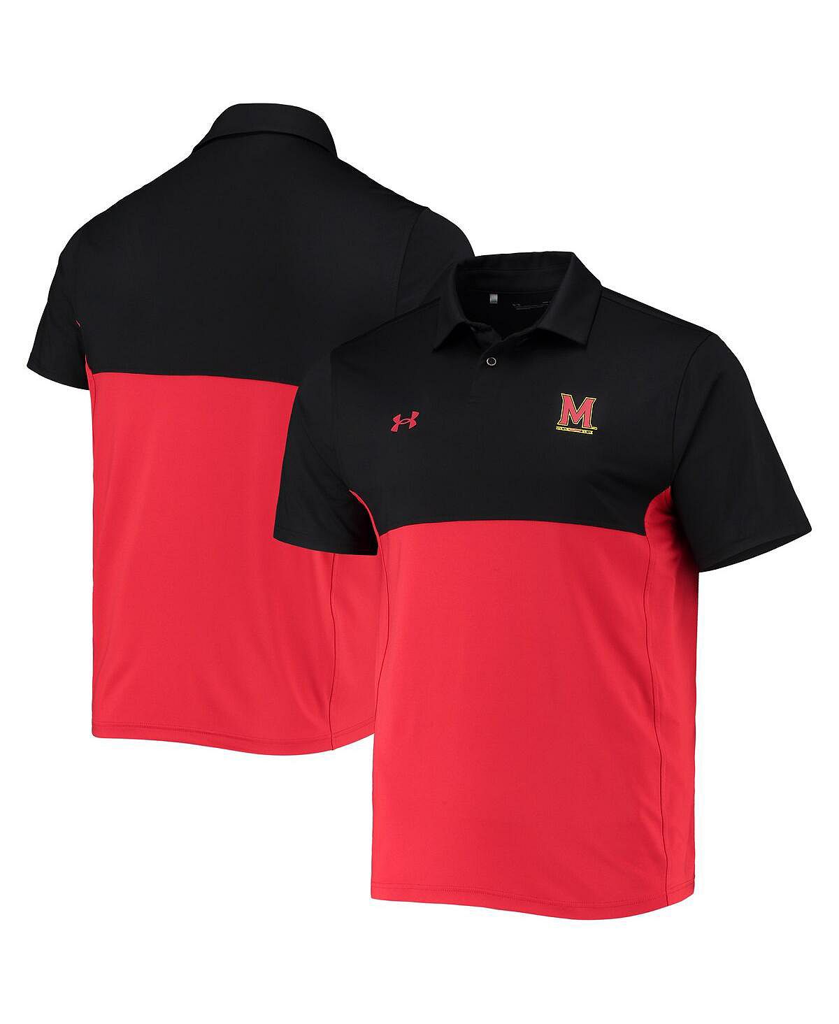 Мужская черно-красная рубашка-поло Maryland Terrapins 2022 Blocked Coaches Performance Under Armour