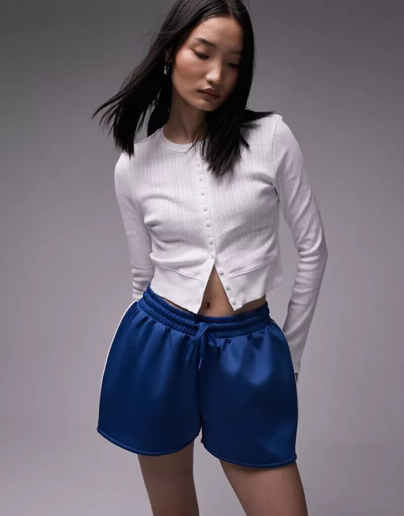 

Белый укороченный кардиган с длинными рукавами Topshop