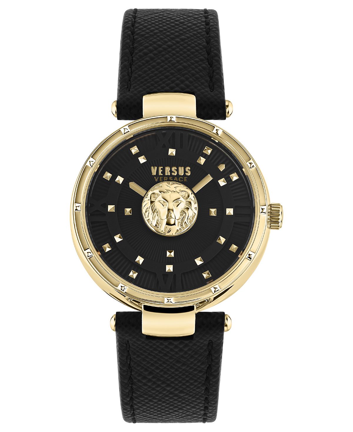 Женские часы Moscova с 2 стрелками, кварцевым механизмом и черным кожаным ремешком, 38 мм Versus Versace, черный
