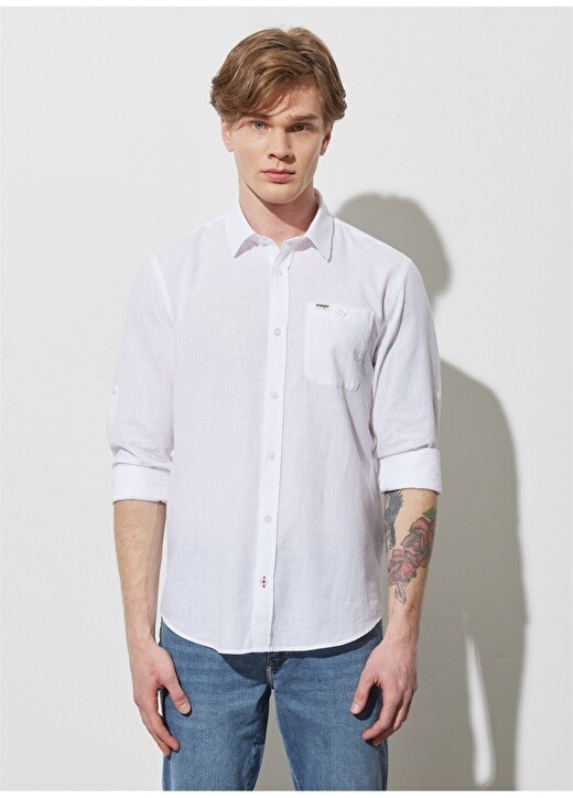 

Белая мужская рубашка Regular Fit Wrangler