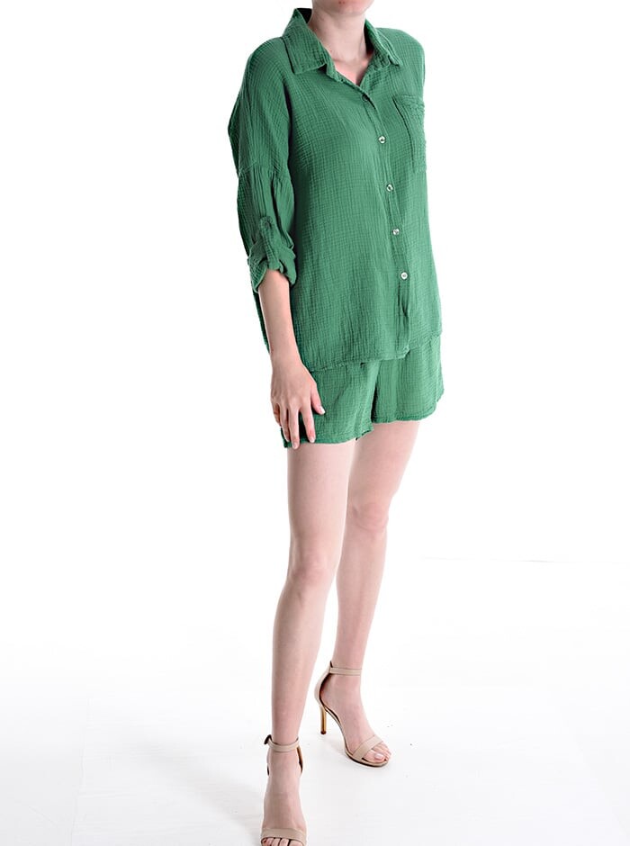 

Короткий рукав Cotton Coord на резинке, цвет Jade