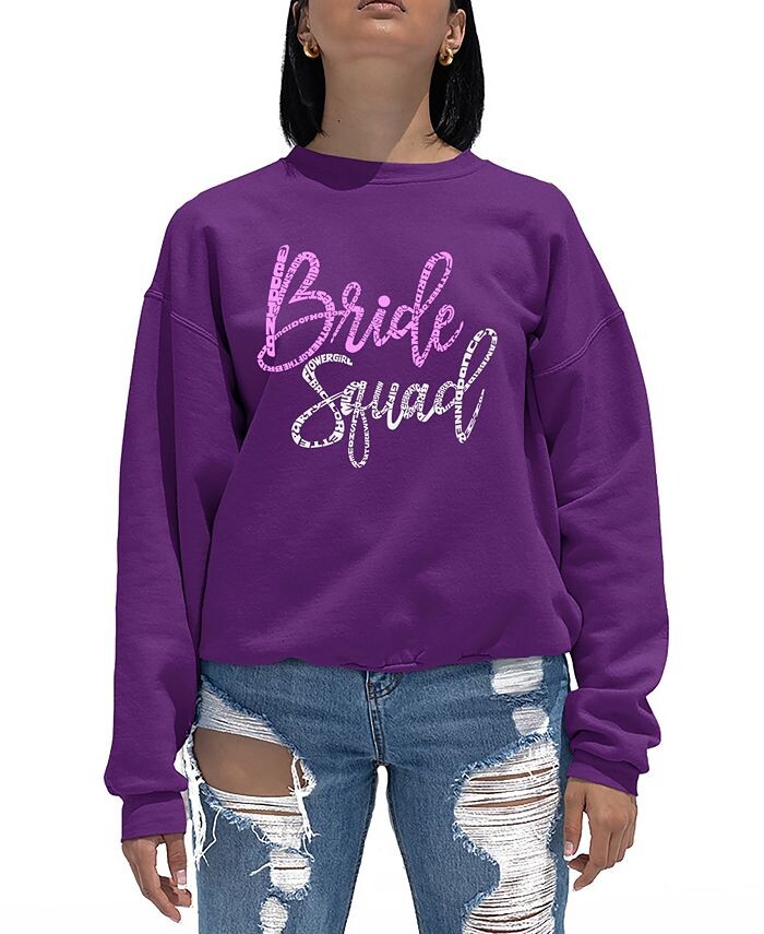 

Женский свитшот с круглым вырезом Bride Squad Word Art LA Pop Art, фиолетовый