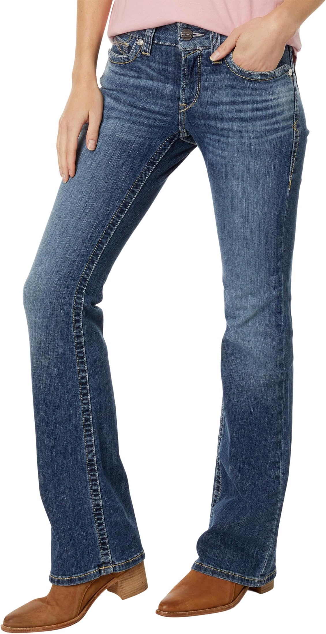 цена Джинсы R.E.A.L. Perfect Rise Phoebe Bootcut Jeans in Canadian Ariat, цвет Canadian