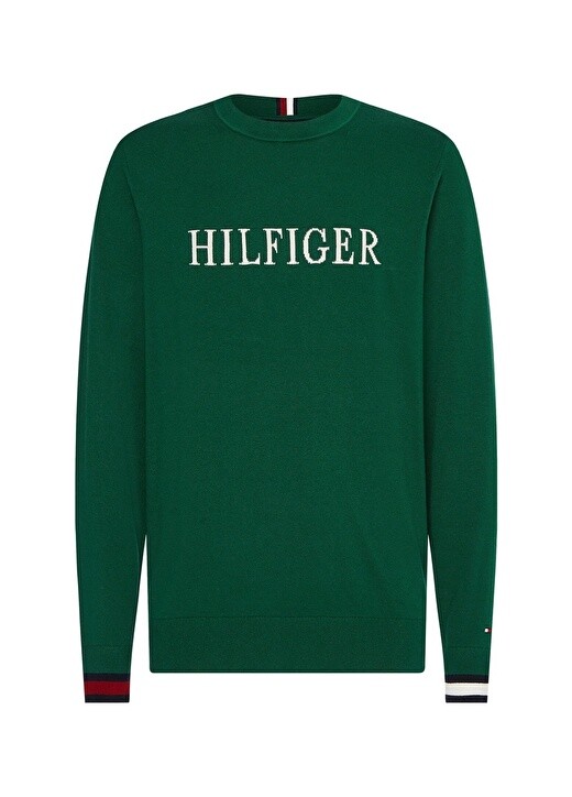 

Зеленый мужской свитер с круглым вырезом Tommy Hilfiger